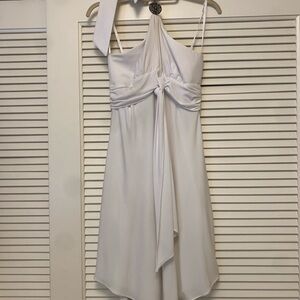 Laundry By Shelli Segal White Asymmetrical Draped Sundress